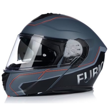 VITO bukósisak FURIO 2XL matt szürke-piros felnyitható /F/